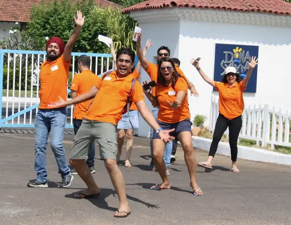 Teams tackling the Scavenger Hunt Team Building Activity with Thought Bulb